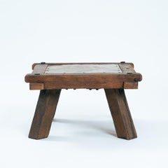 Brutalist copper and oak coffee or side table, 1970s