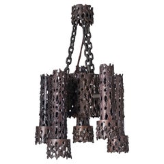 Brutalist Copper Ceiling Light, circa 1970