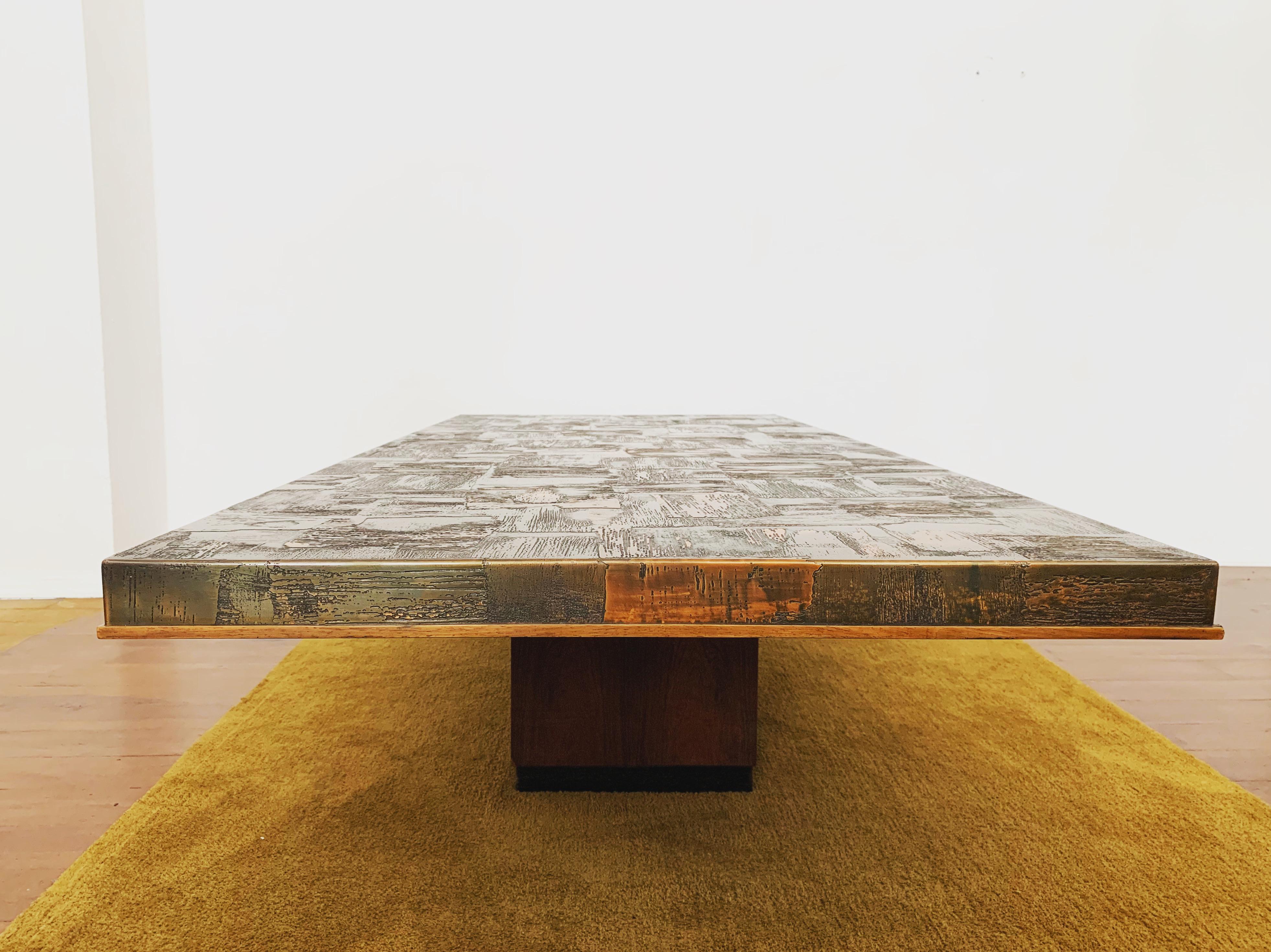 Brutalist Copper Coffee Table by Heinz Lilienthal 6