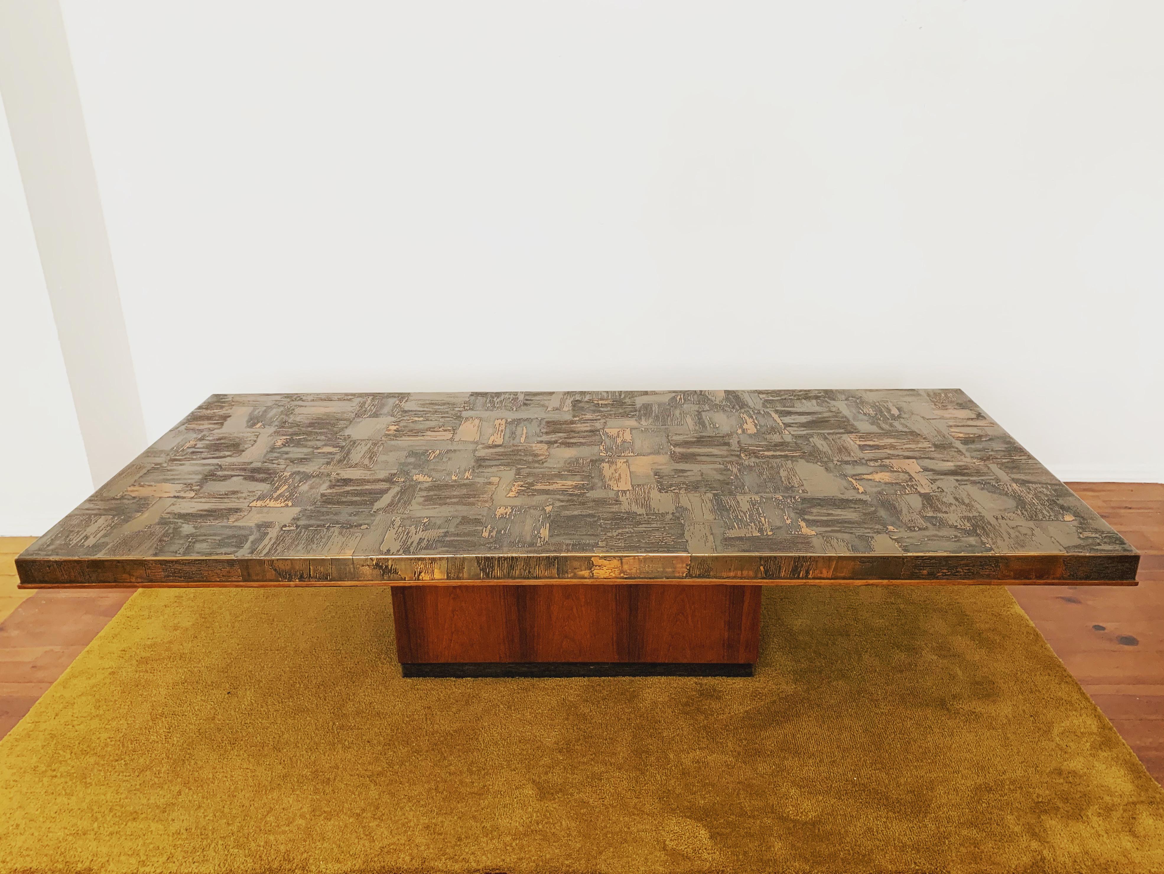 German Brutalist Copper Coffee Table by Heinz Lilienthal