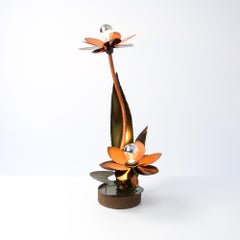 Brutalist Copper Flower Table Lamp
