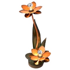 Brutalist Copper Flower Table Lamp