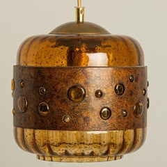 Brutalist Copper Glass Pendant Lamp in the style of Nanny Still, 1960