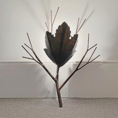 Brutalist Copper Leaf and Branch Wall Light