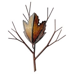 Brutalist Copper Leaf and Branch Wall Light