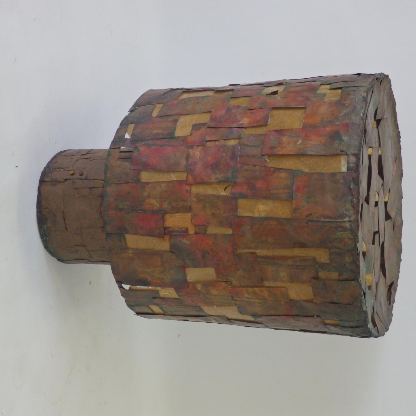 Brutalist Copper Patch Work Table Lamp Attributed as Early Paul Evans For Sale 1