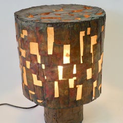 Brutalist Copper Patch Work Table Lamp Attributed as Early Paul Evans