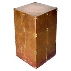 Brutalist Copper Patchwork Pedestal Side Table in the Style of Paul Evans 1970s
