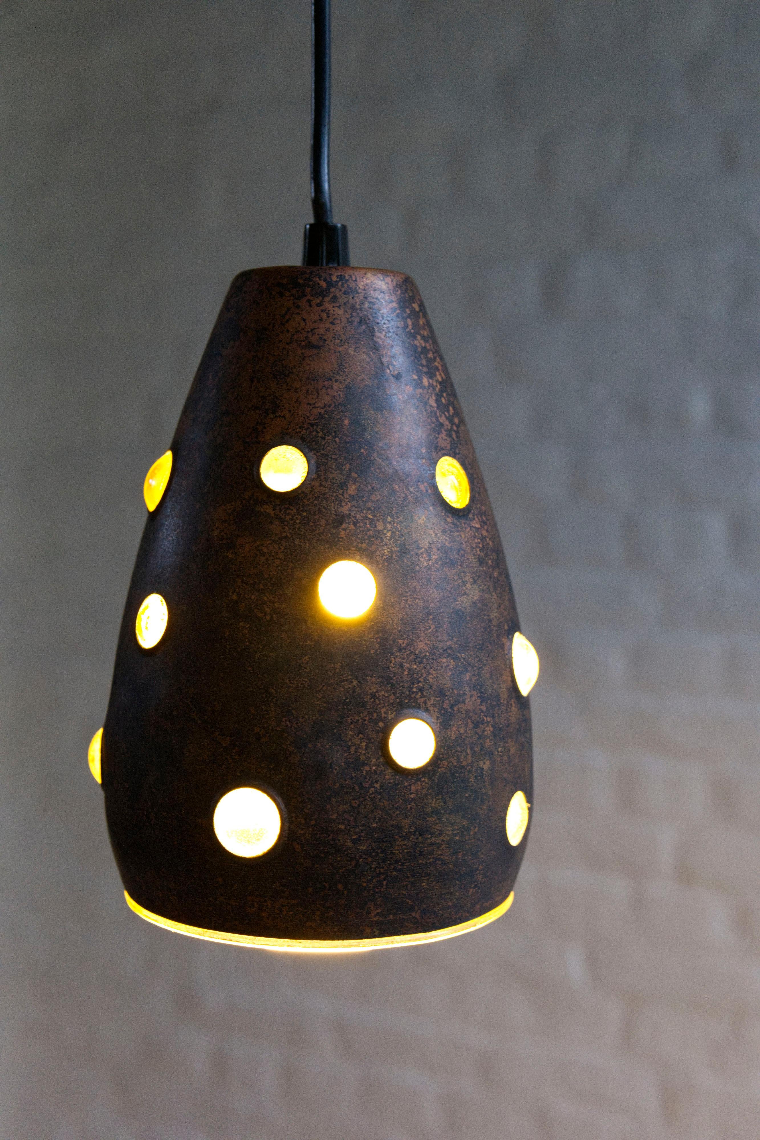 Brutalist Copper Pendant Lamp by Peill & Putzler, Germany, 1960s For Sale 8