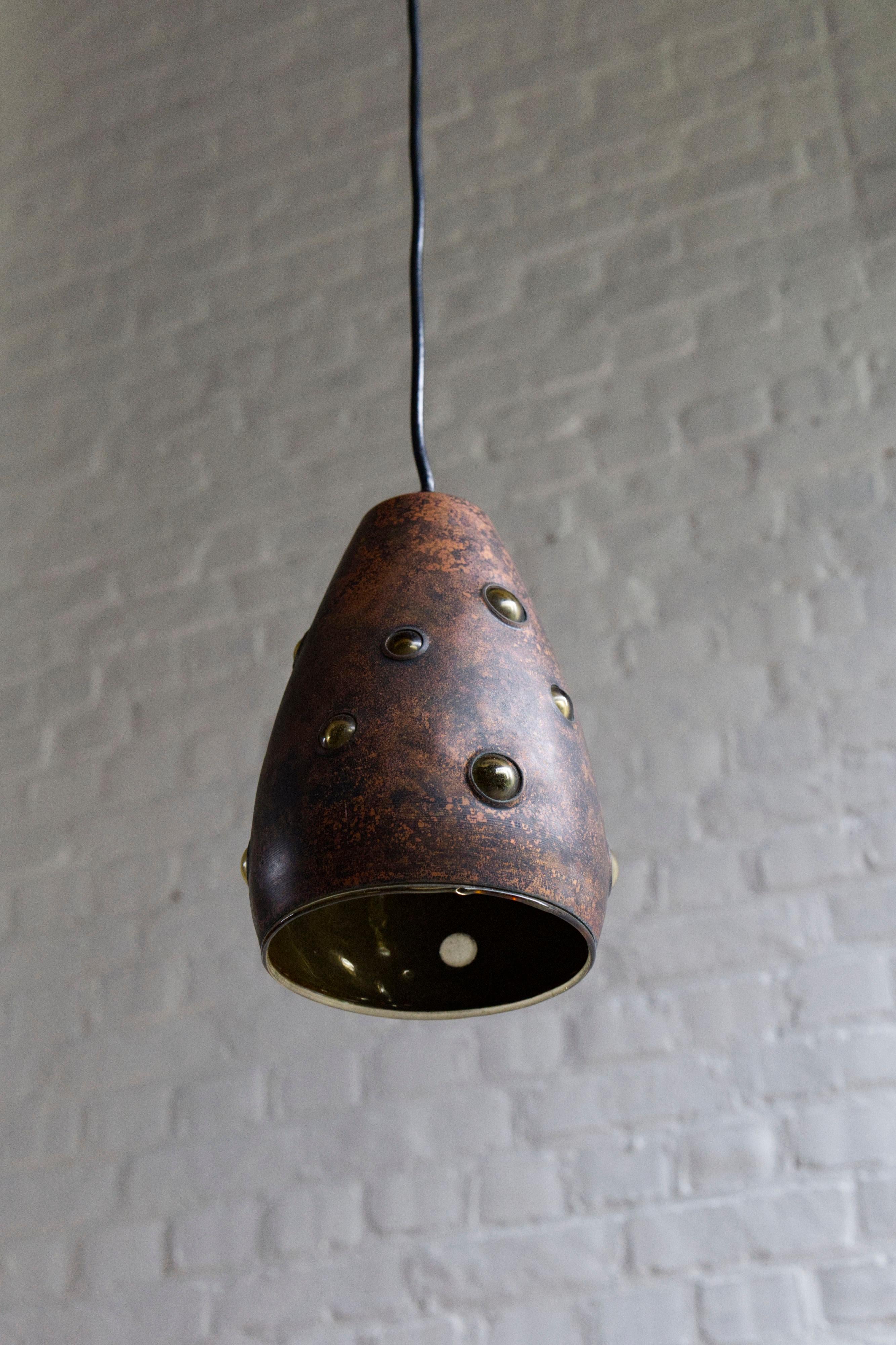 Brutalist Copper Pendant Lamp by Peill & Putzler, Germany, 1960s In Good Condition For Sale In Balen, BE