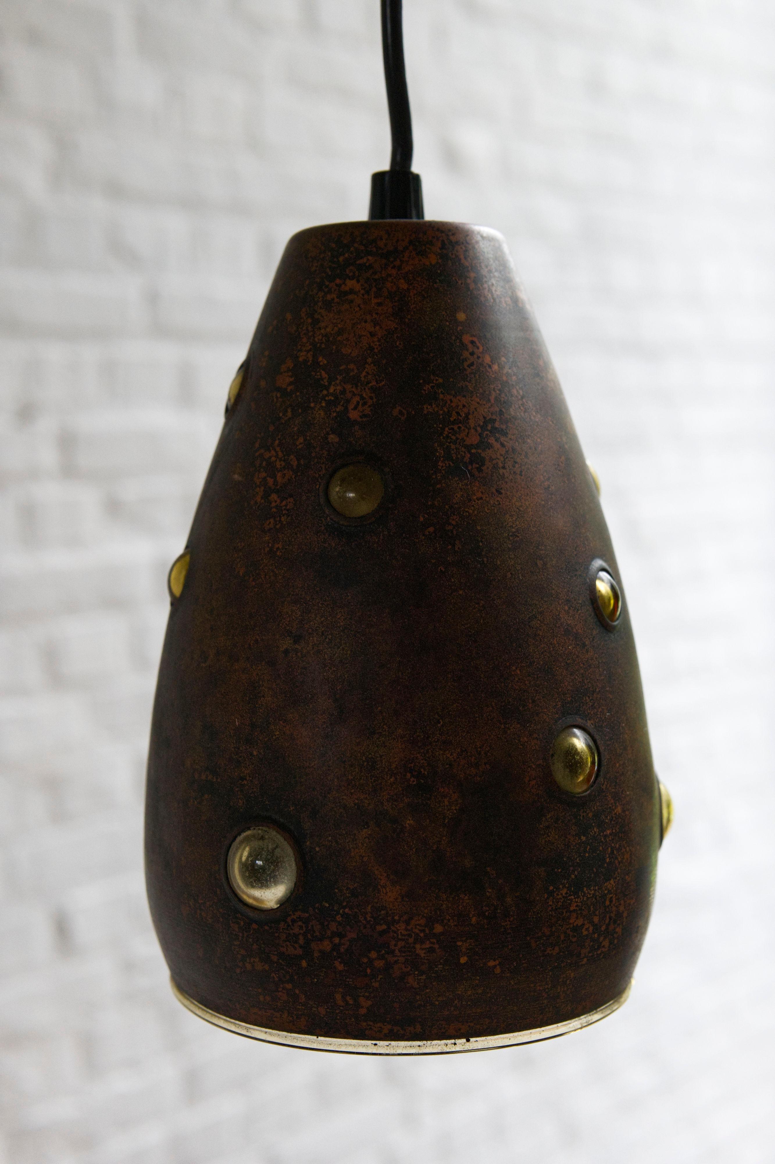 Mid-20th Century Brutalist Copper Pendant Lamp by Peill & Putzler, Germany, 1960s For Sale