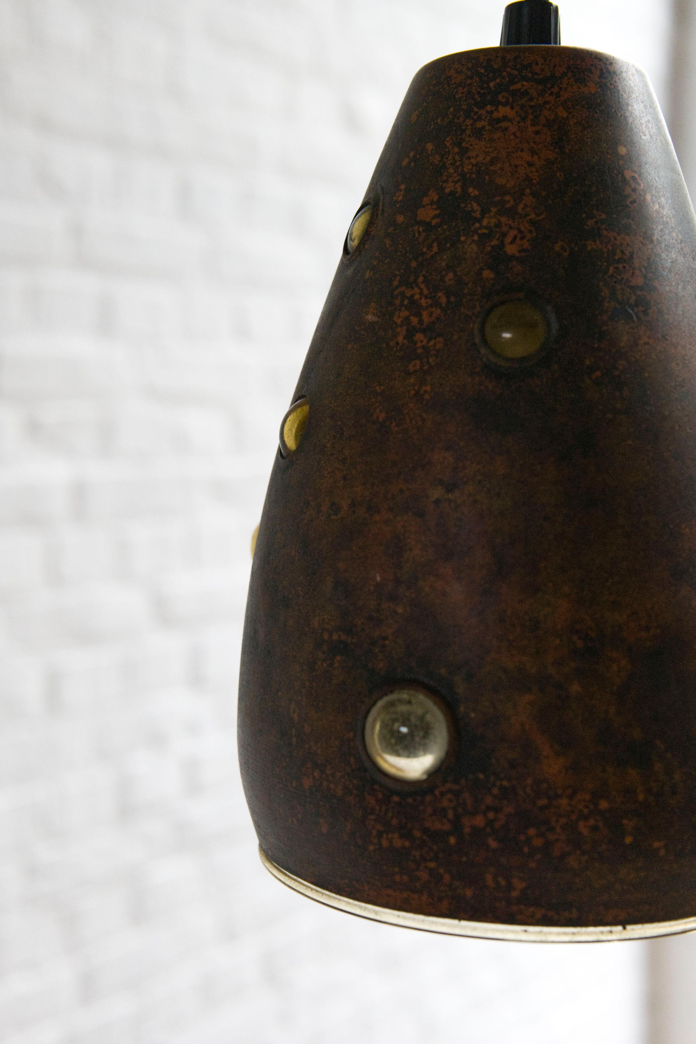 Brutalist Copper Pendant Lamp by Peill & Putzler, Germany, 1960s For Sale 1