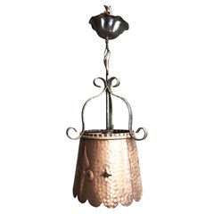Brutalist copper pendant light, 1970s
