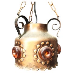 Brutalist copper pendant light, 1970s