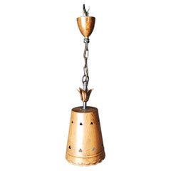 Brutalist copper pendant light, 1970s