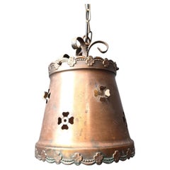 Brutalist copper pendant light, 1970s