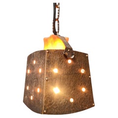 Brutalist copper pendant light, 1970s