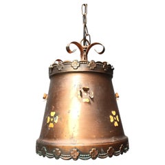 Brutalist copper pendant light, 1970s
