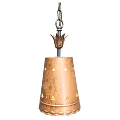 Brutalist copper pendant light, 1970s vintage copper lamp
