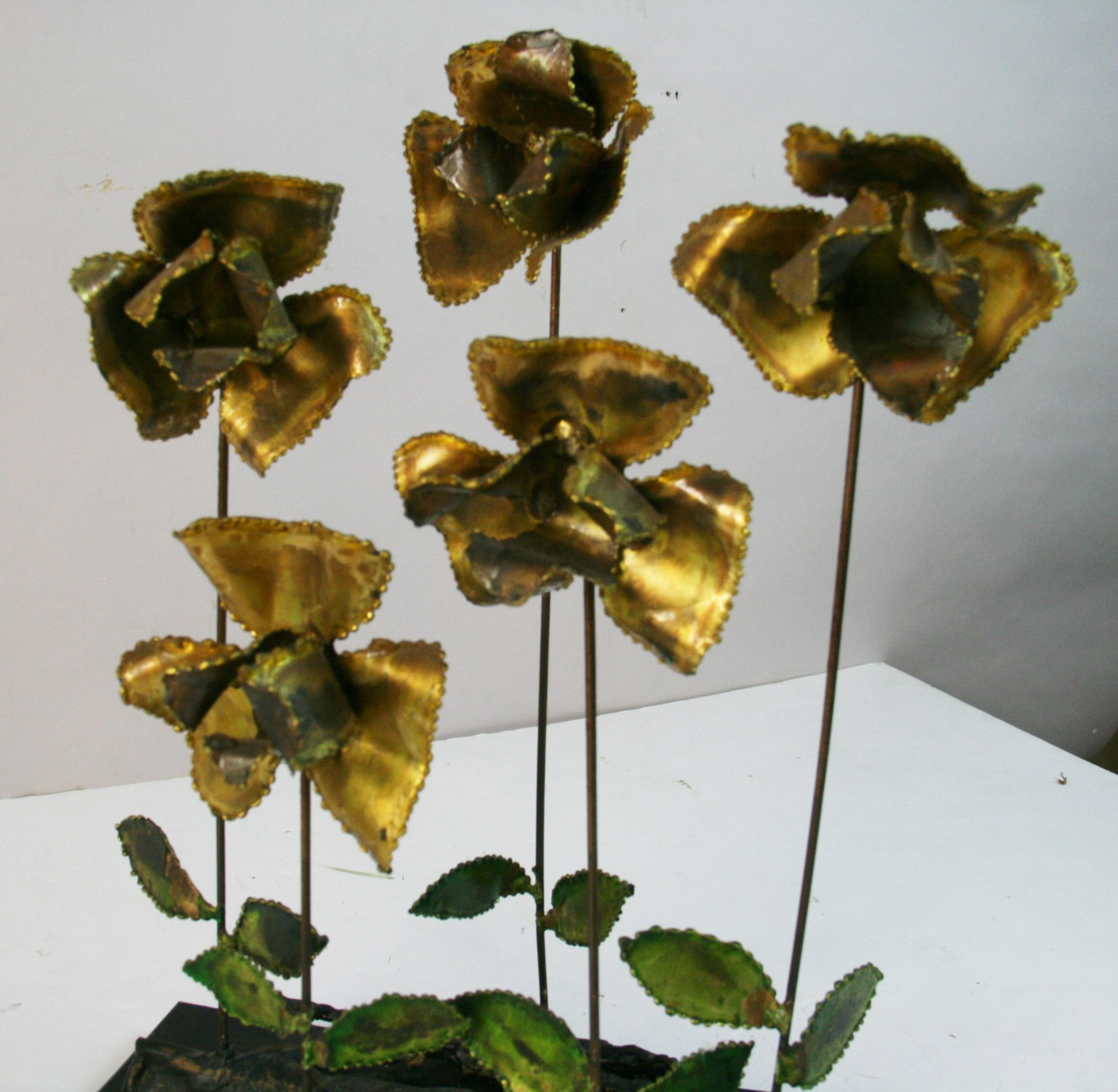 Brutalist Copper Rose Sculpture For Sale 6