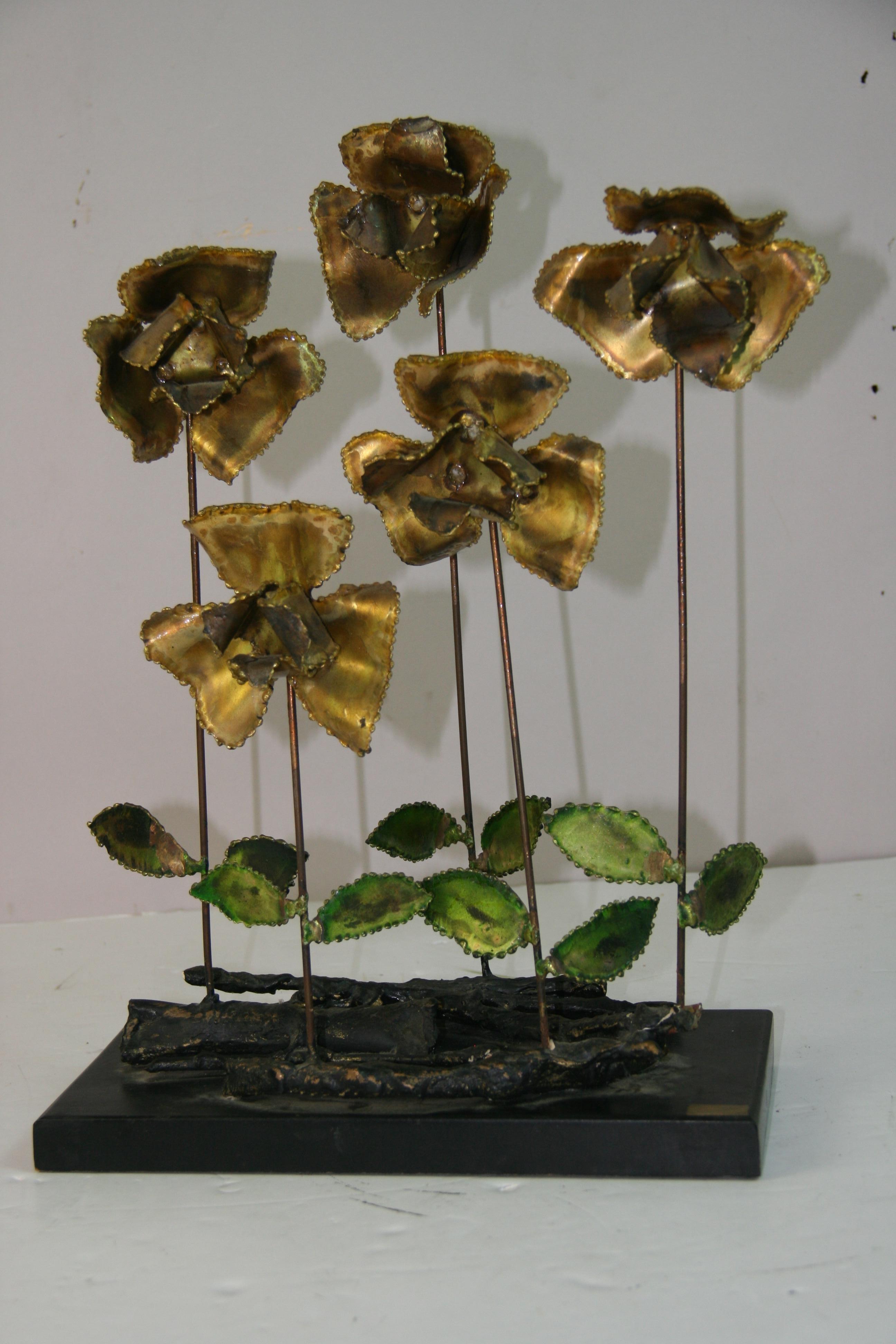 Brutalist Copper Rose Sculpture For Sale 2