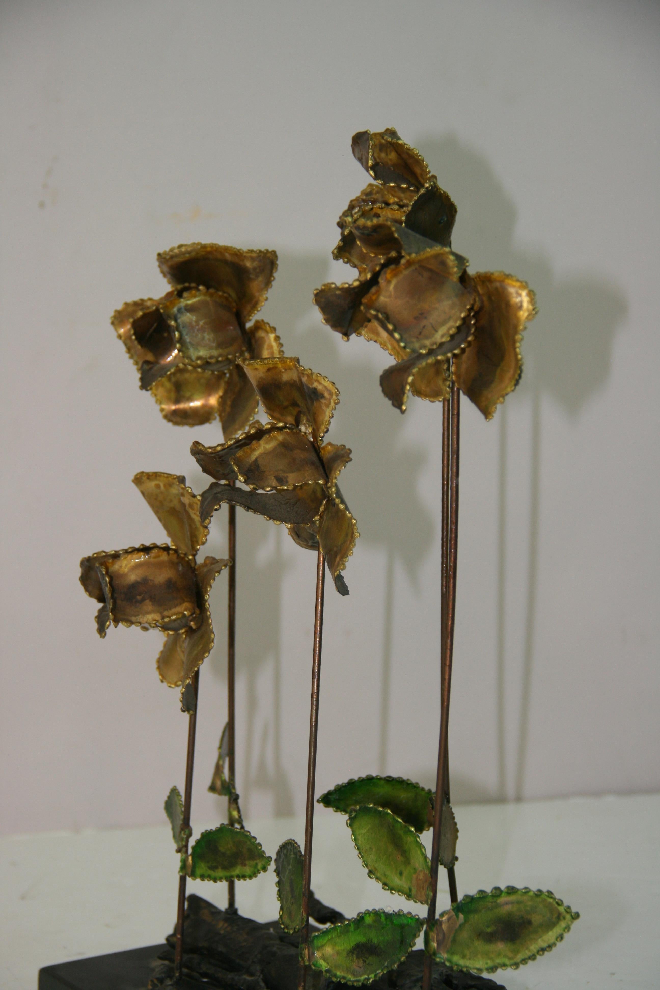 Brutalist Copper Rose Sculpture For Sale 3