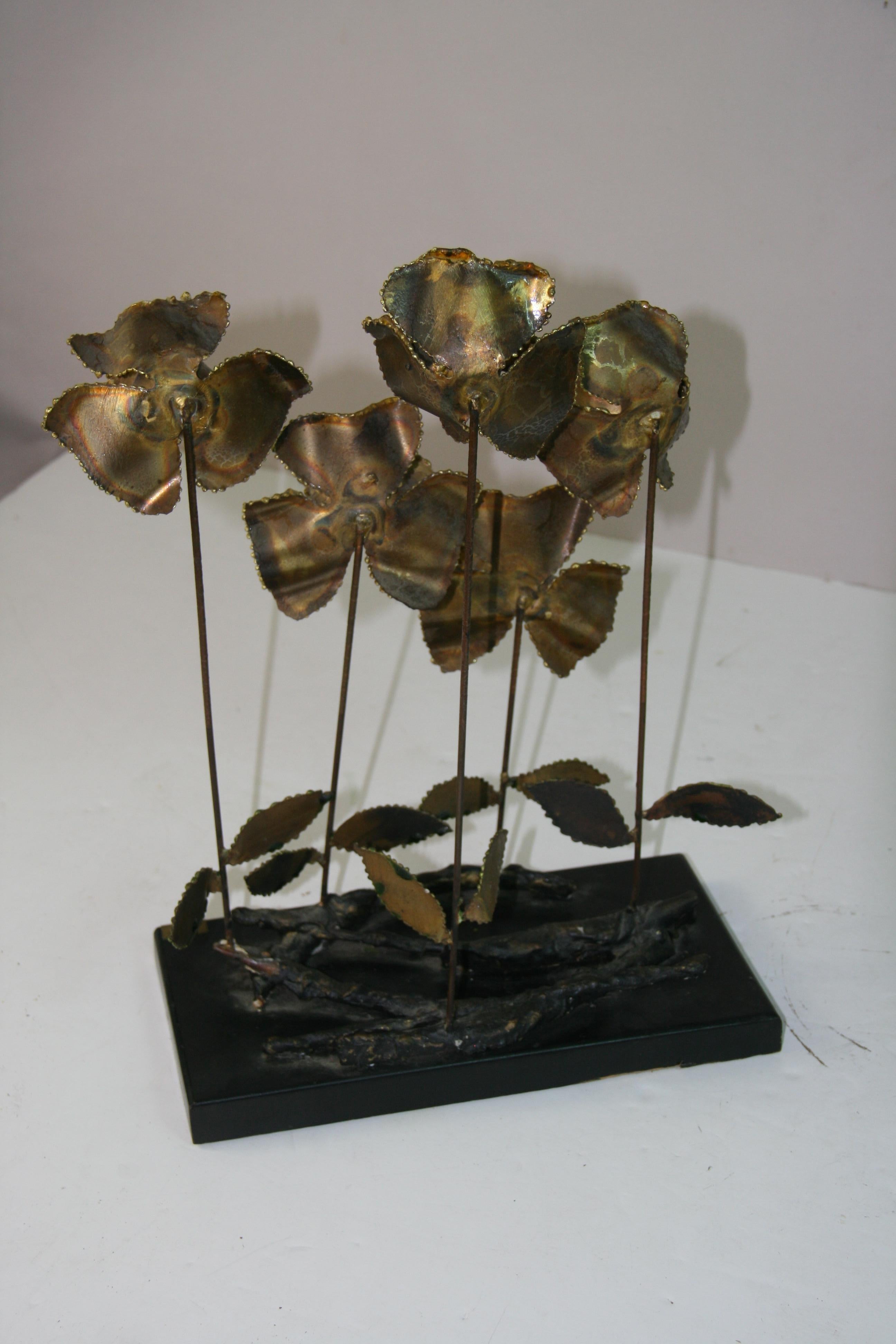 Brutalist Copper Rose Sculpture For Sale 4