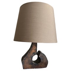 Used brutalist copper table lamp