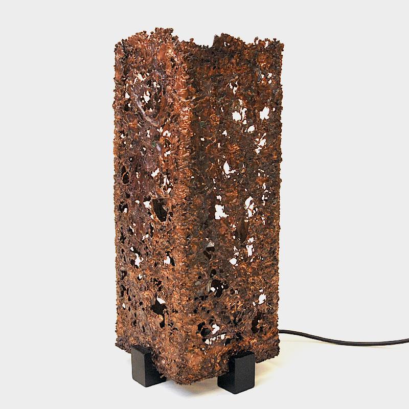 Mid-Century Modern Brutalist Copper Tablelamp by Aimo Tukianinen 1960s, Finland