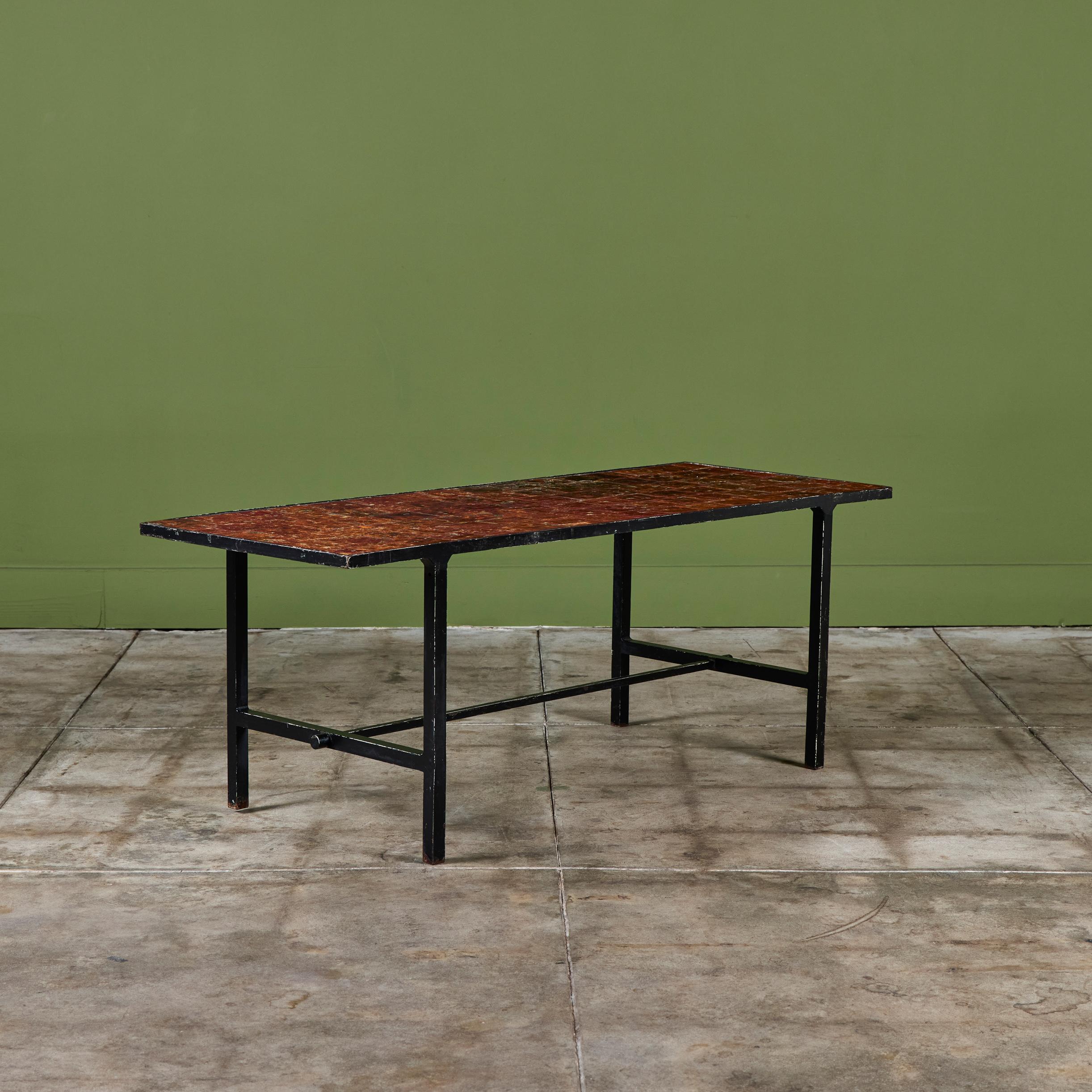 Brutalist Copper Tile Coffee Table For Sale 4