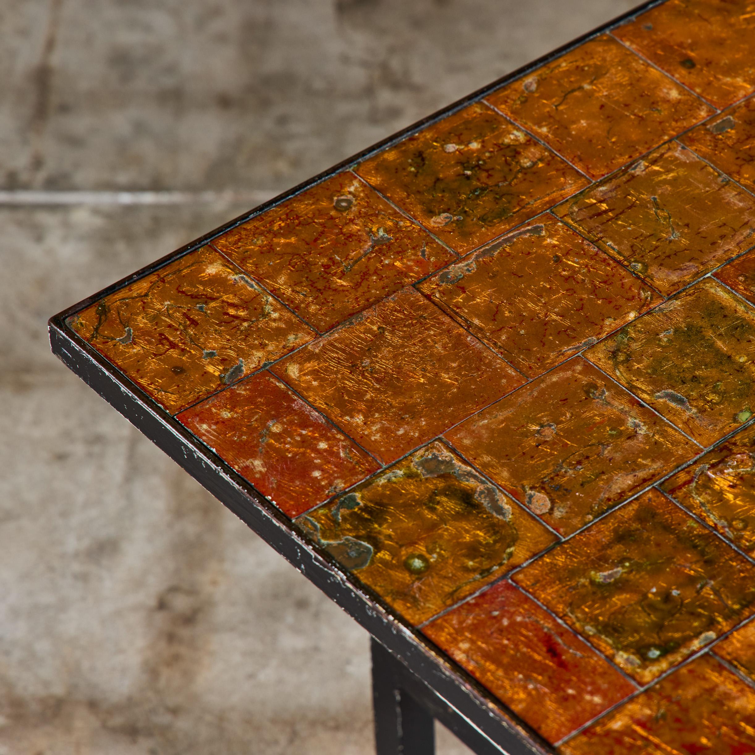 Brutalist Copper Tile Coffee Table For Sale 6