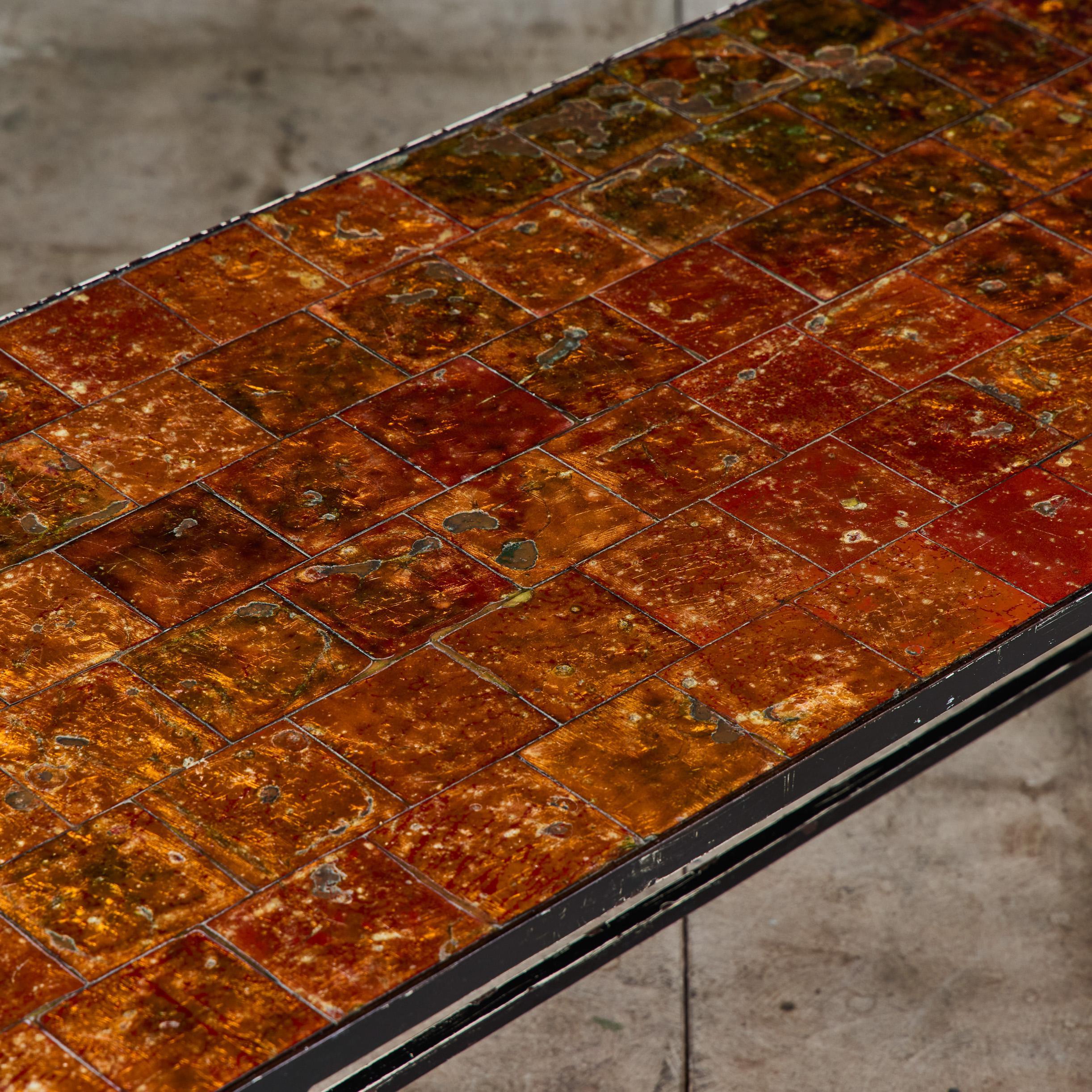 Brutalist Copper Tile Coffee Table For Sale 7