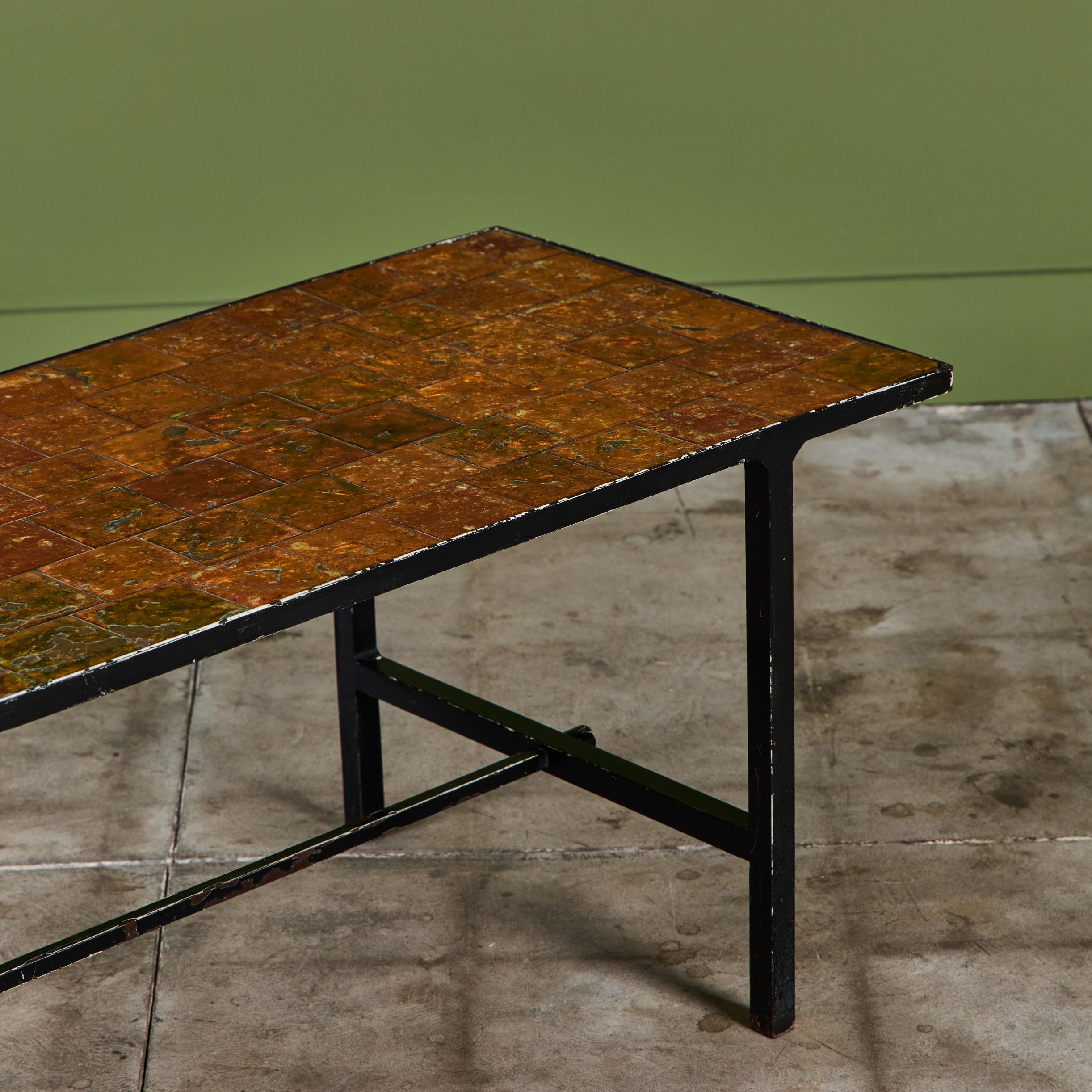 Brutalist Copper Tile Coffee Table For Sale 8