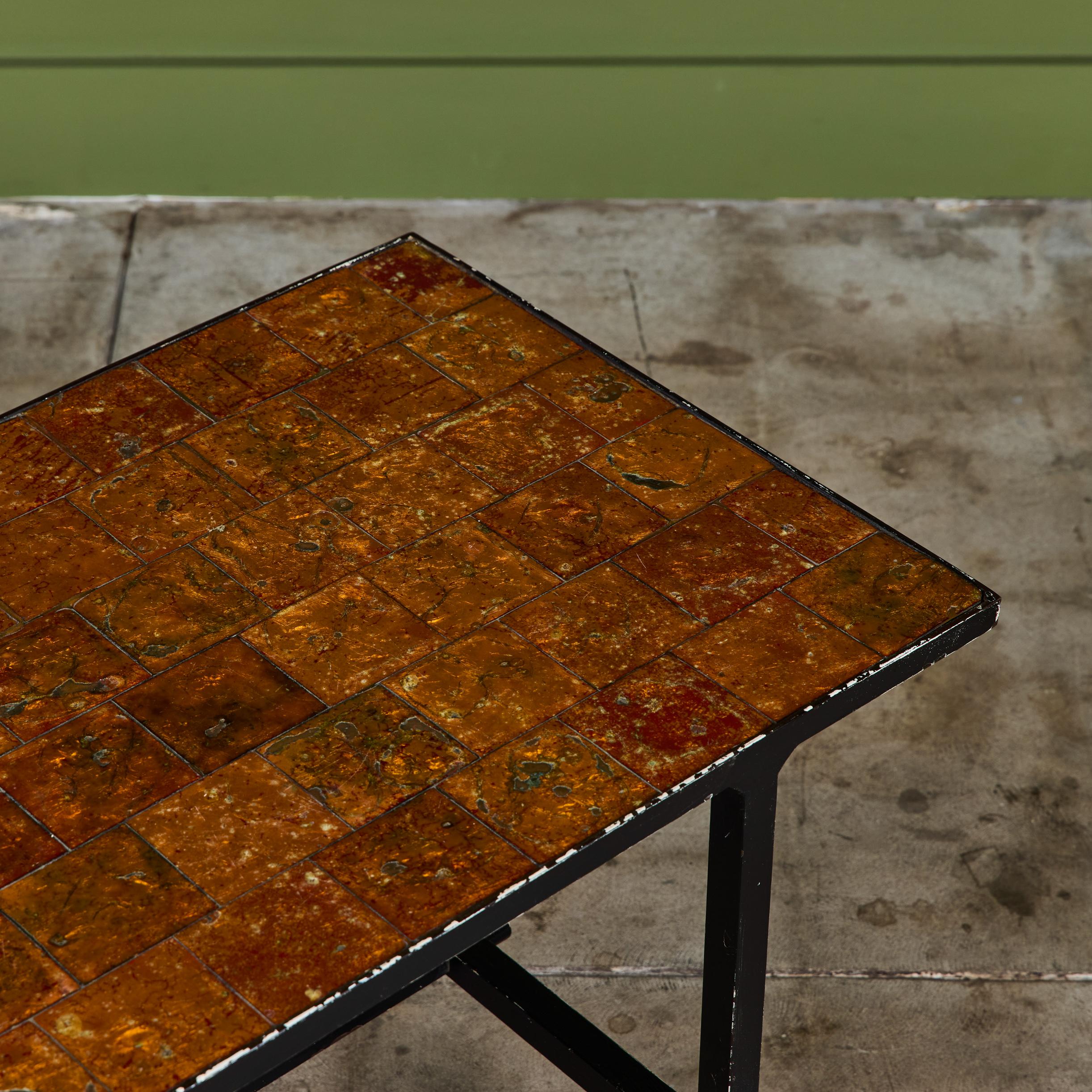Brutalist Copper Tile Coffee Table For Sale 10