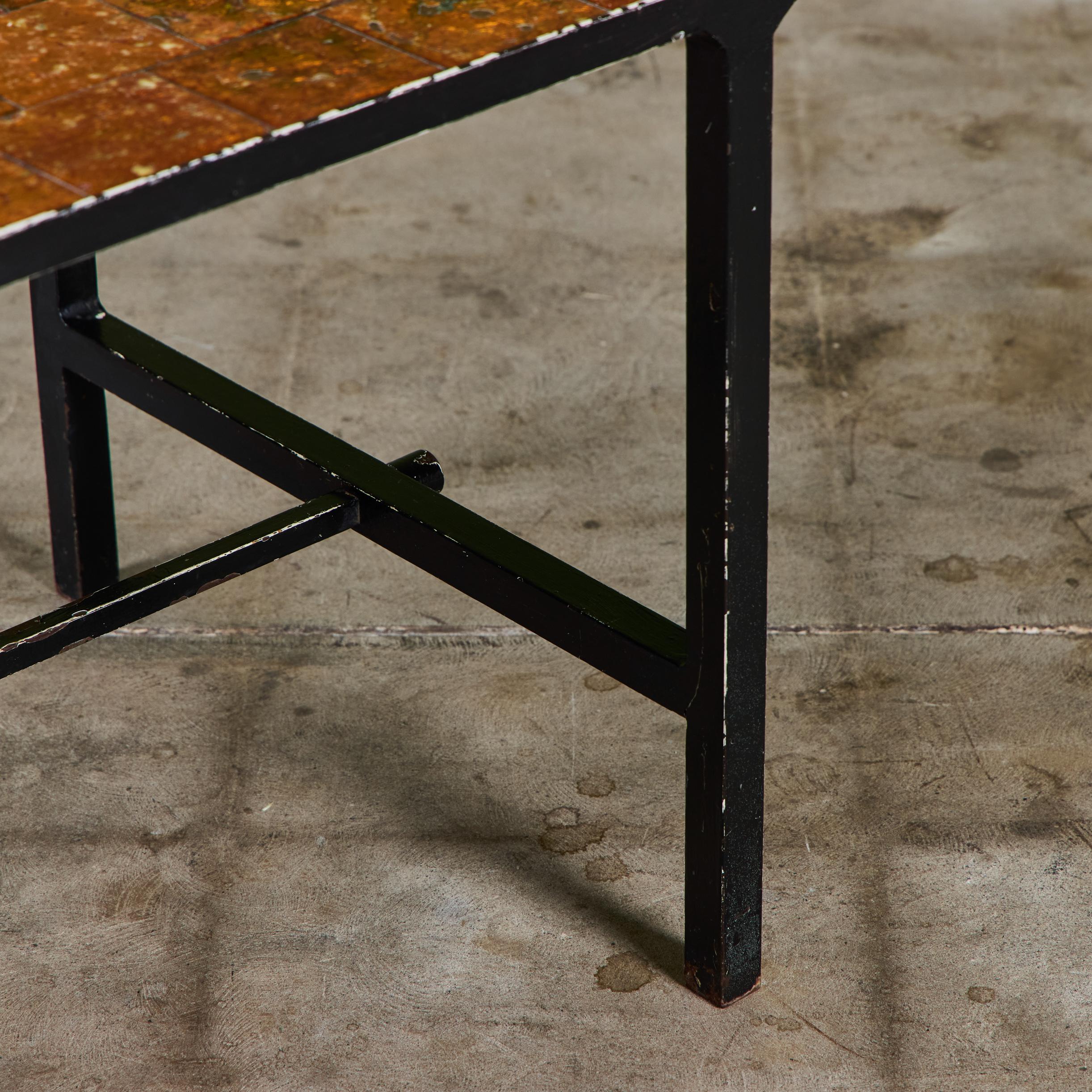 Brutalist Copper Tile Coffee Table For Sale 11