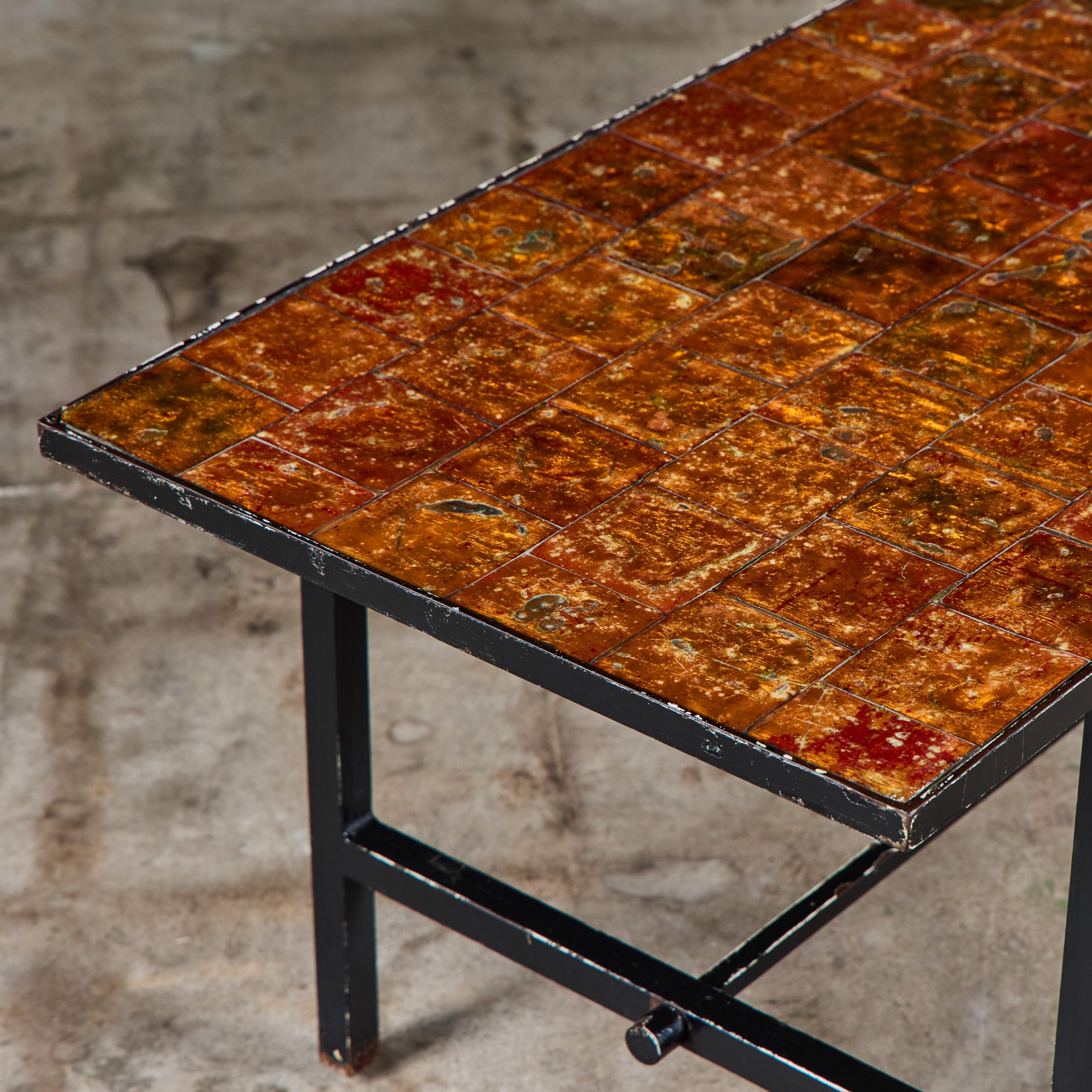 American Brutalist Copper Tile Coffee Table For Sale