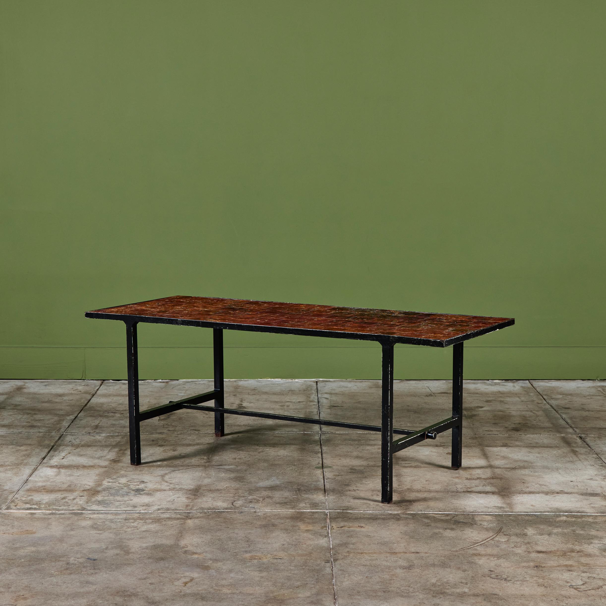 Brutalist Copper Tile Coffee Table In Good Condition For Sale In Los Angeles, CA