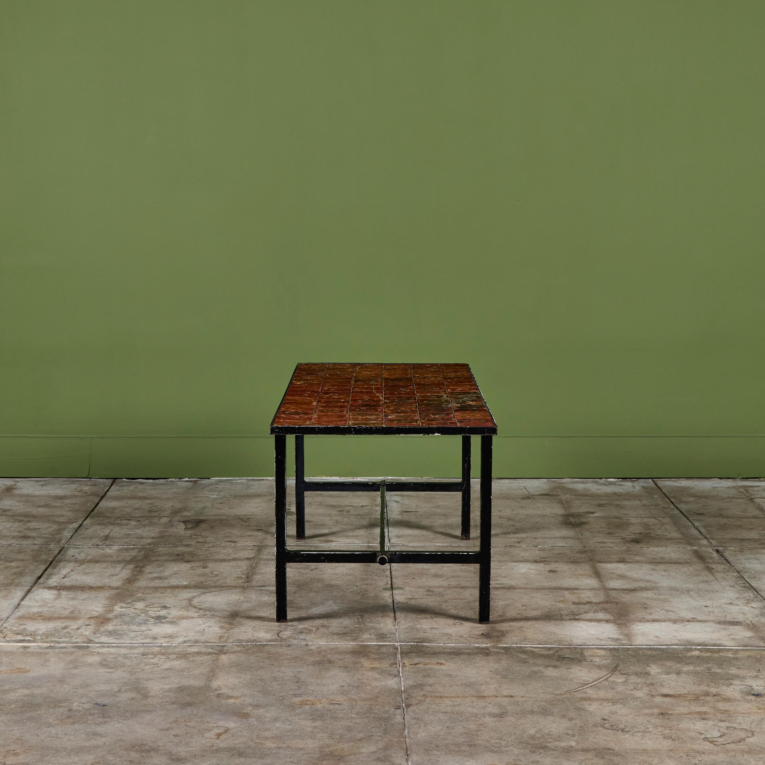 20th Century Brutalist Copper Tile Coffee Table For Sale