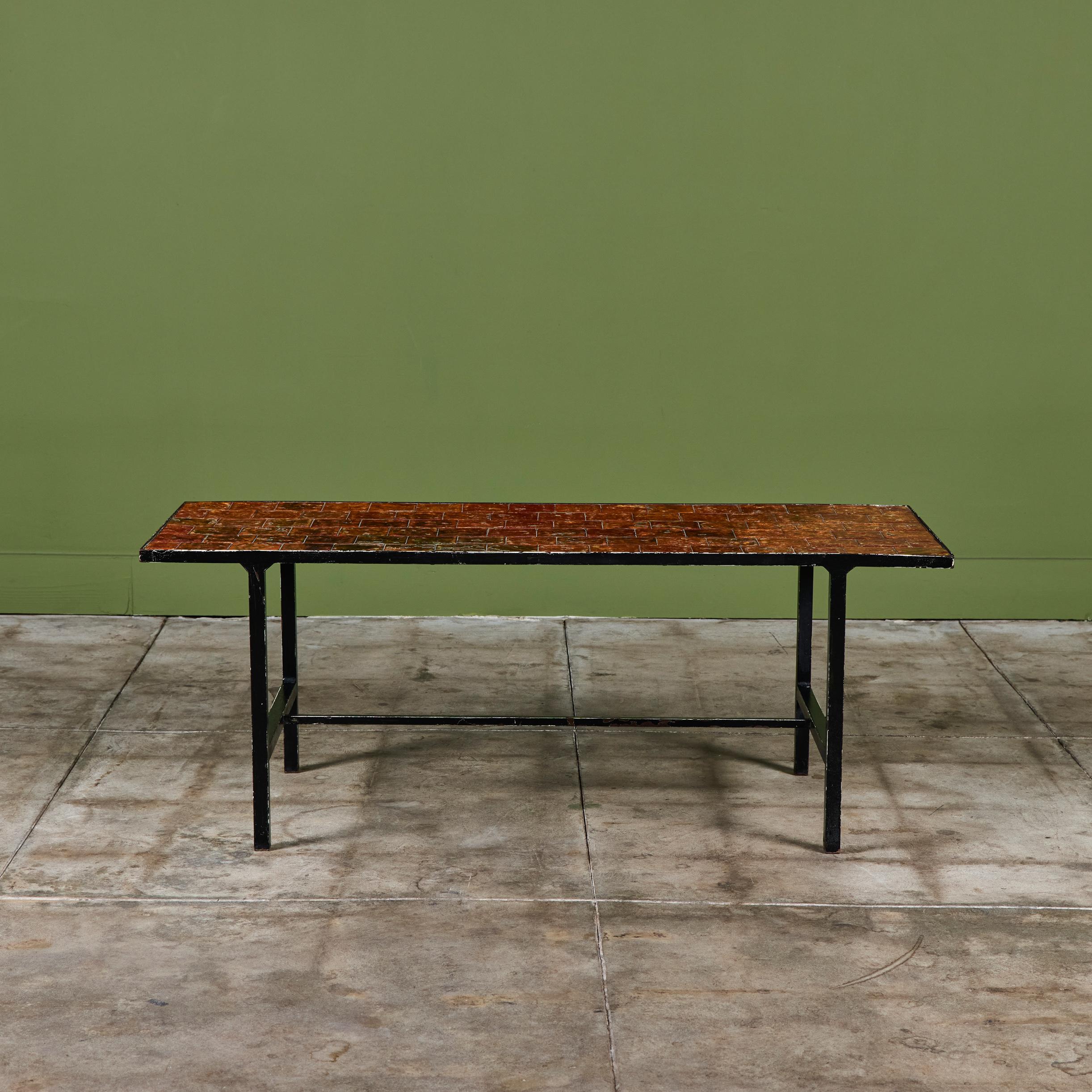 Brutalist Copper Tile Coffee Table For Sale 1