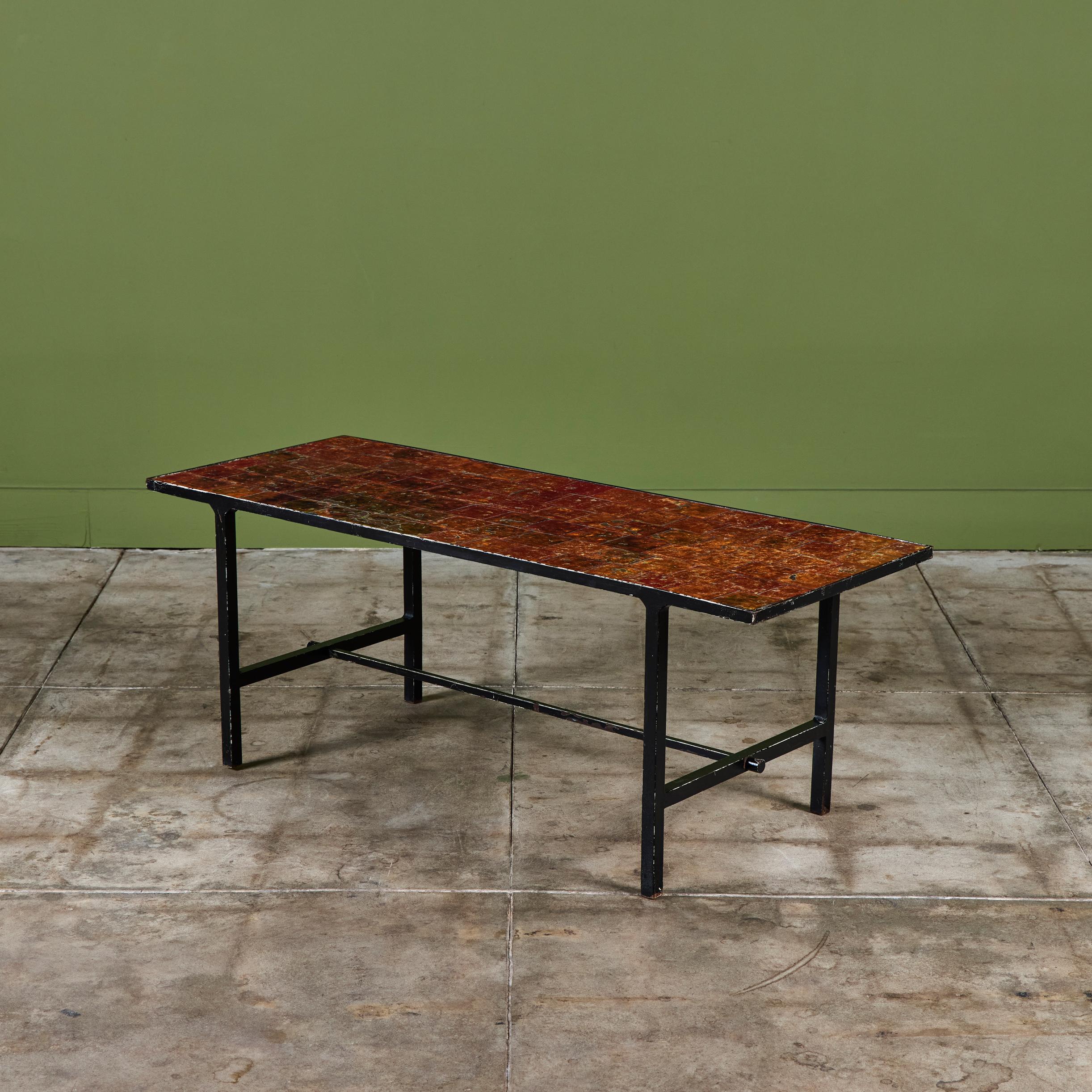 Brutalist Copper Tile Coffee Table For Sale 2