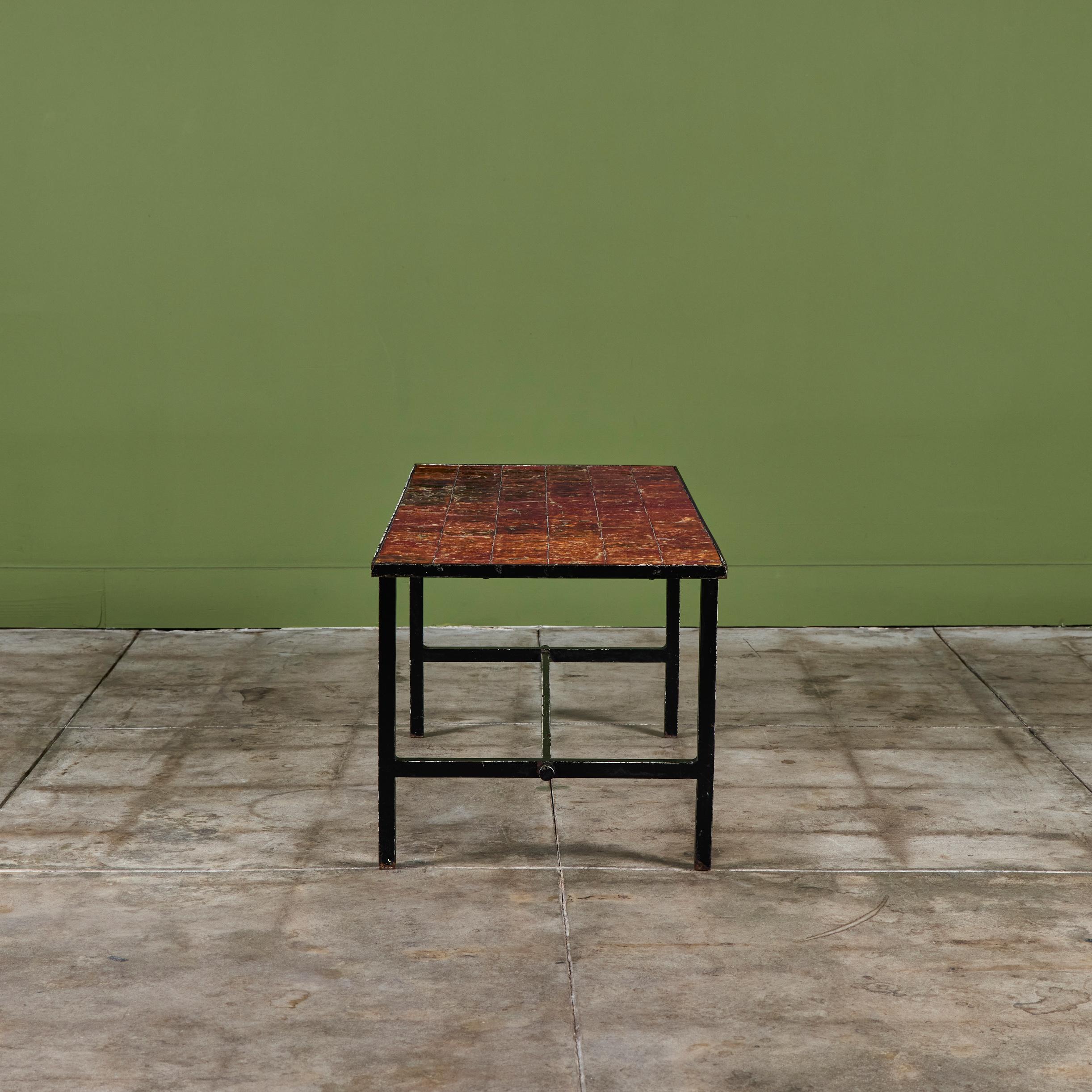 Brutalist Copper Tile Coffee Table For Sale 3