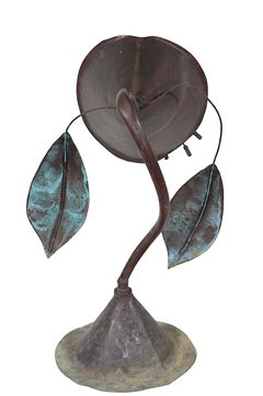 Brutalist Copper Verdigris Lilly Sculpture c 1970's