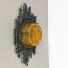 Brutalist Copper Wall Scones Light with Glass by Marcello Fantoni, Italy, 1960s