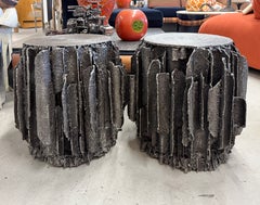 Tables en forme de nacelle de style corinthien brutalistes en acier découpé au chalumeau par James Bearden