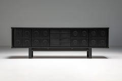 Brutalist Credenza by De Coene in Stained Oak with Floating Effect, 1970's