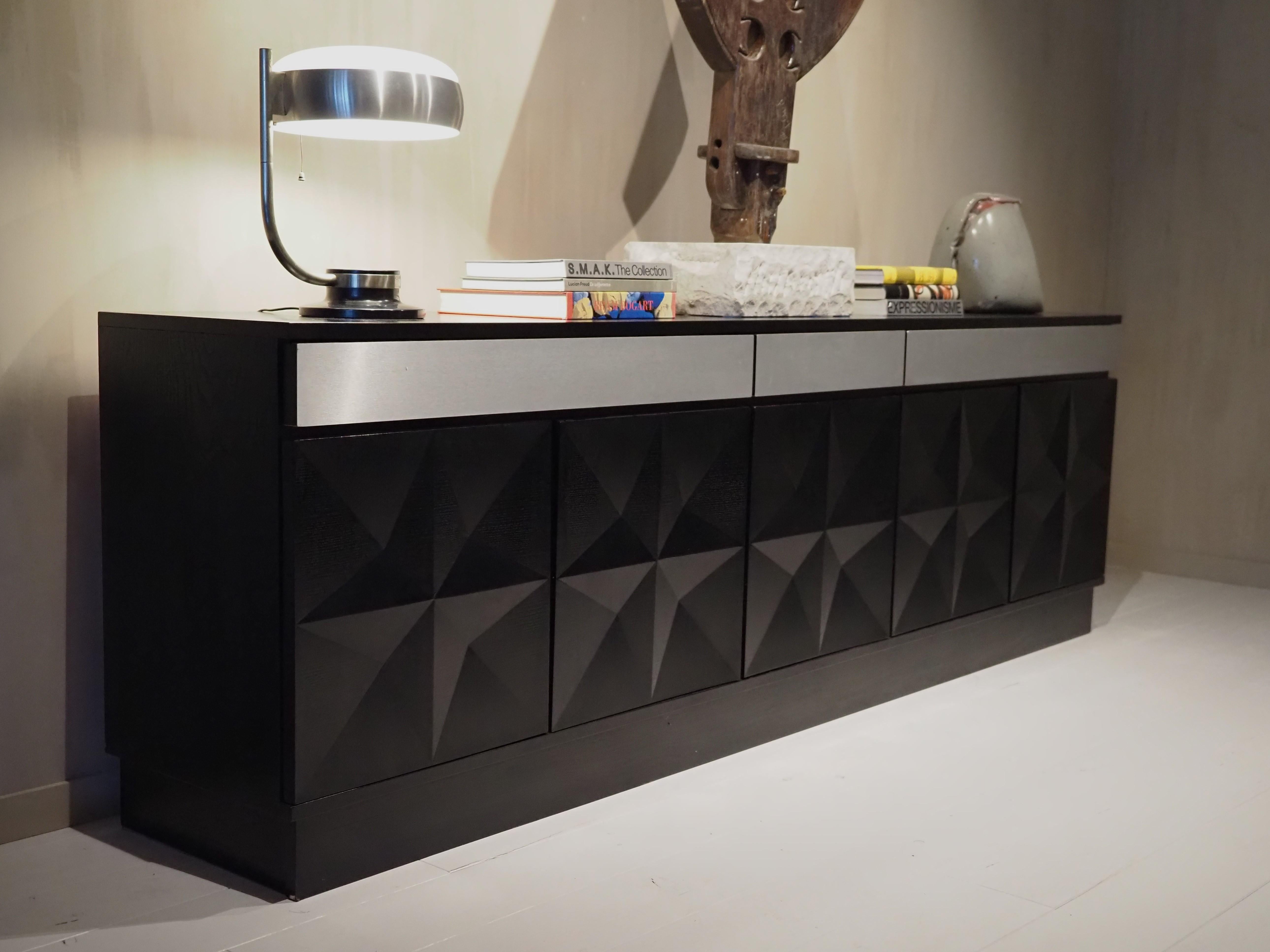 Belgian Brutalist credenza by Jean Batenburg for MI 1970 For Sale