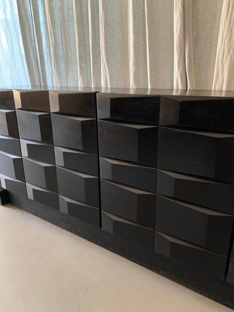 Stained Brutalist credenza For Sale