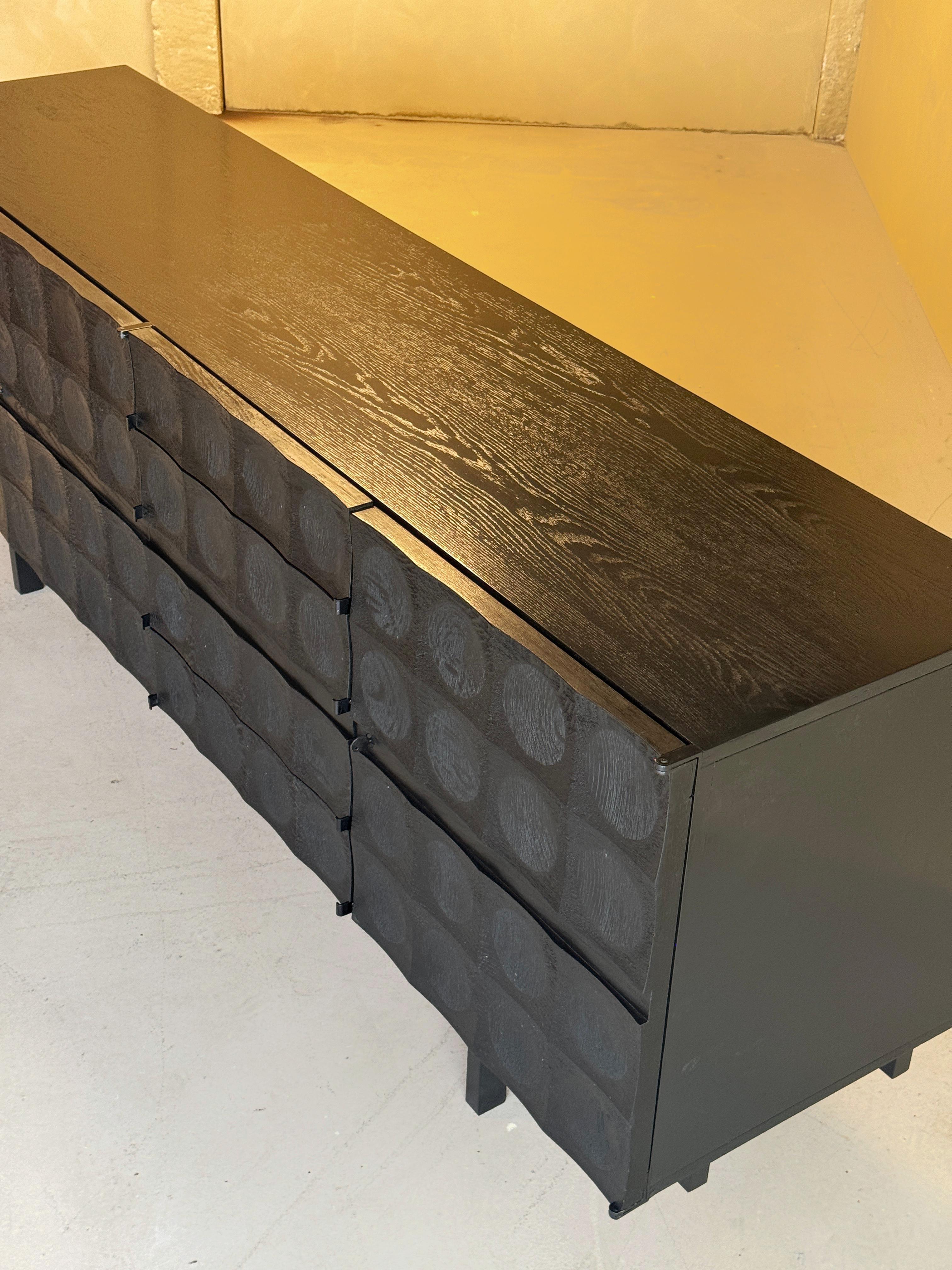 Brutalist Credenza in Black Stained Oak By J. Batenburg for Mi Belgium For Sale 1