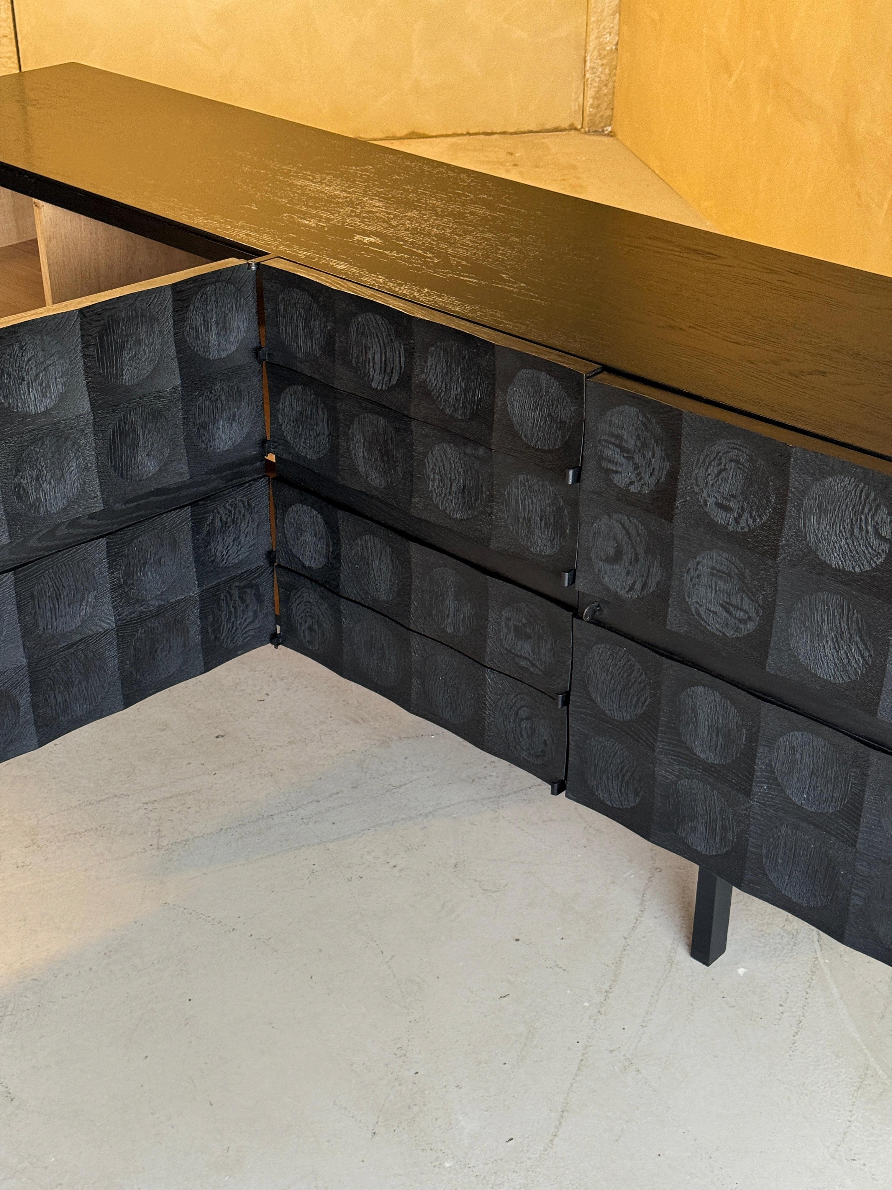 Brutalist Credenza in Black Stained Oak By J. Batenburg for Mi Belgium For Sale 4