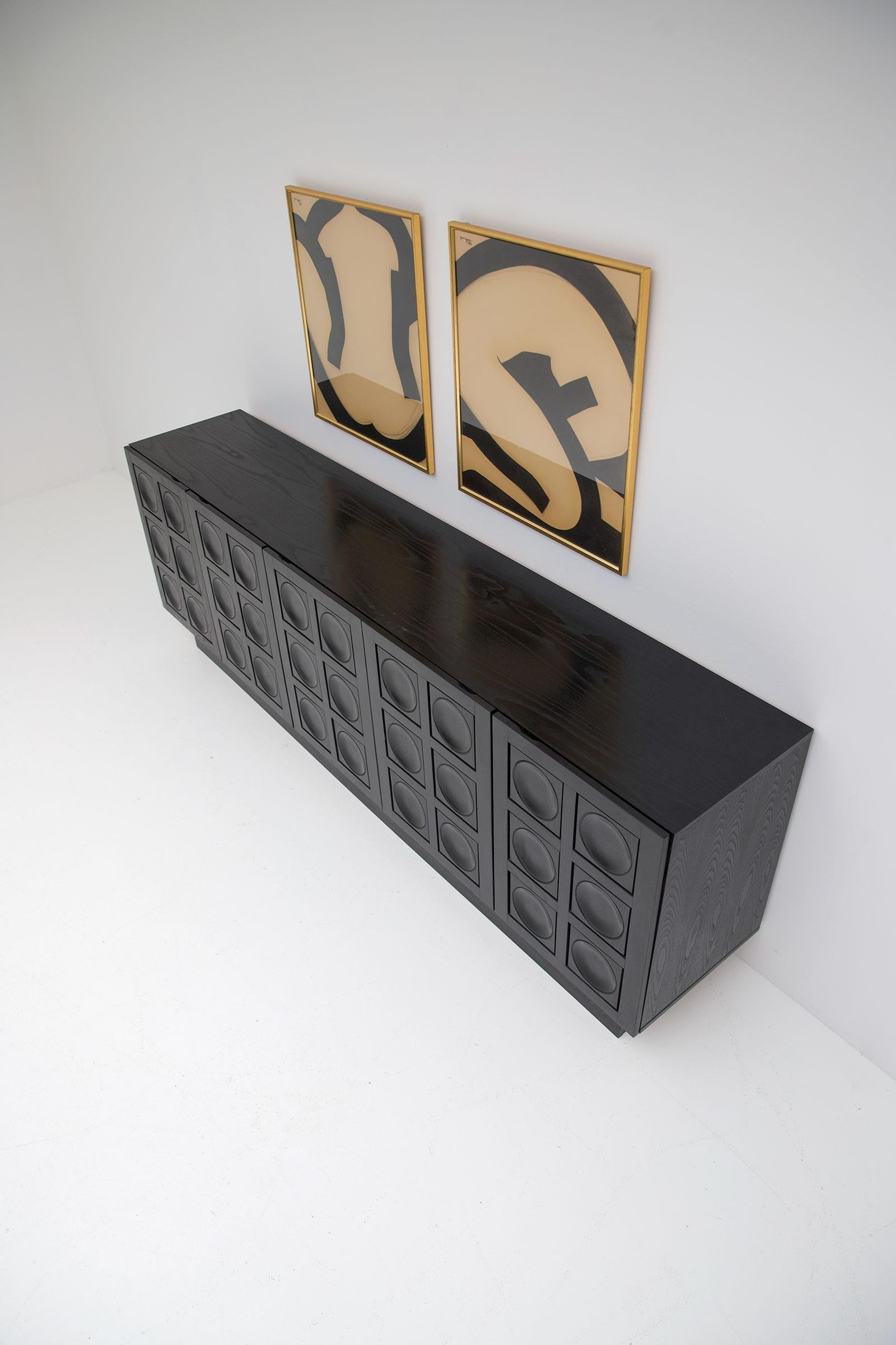 Brutalist Credenza in Black Stained Oak 9
